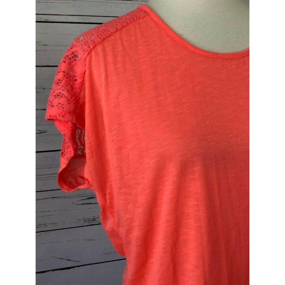 Forever 21 Tunic Top Shirt Small Coral Orange Sexy Eyelet Short Sleeve Y2K NWT - Picture 6 of 6